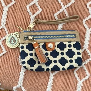 NWT Leather and Linen Spartina Clutch/Wristlet